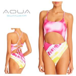 New. AQUA tie dye cut out swimsuit.